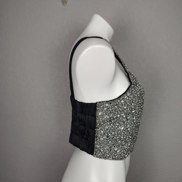Banana Republic Embellished Rhinestone Satin Cropped Tank Size 10 NWT RT$250 - Picture 4 of 16